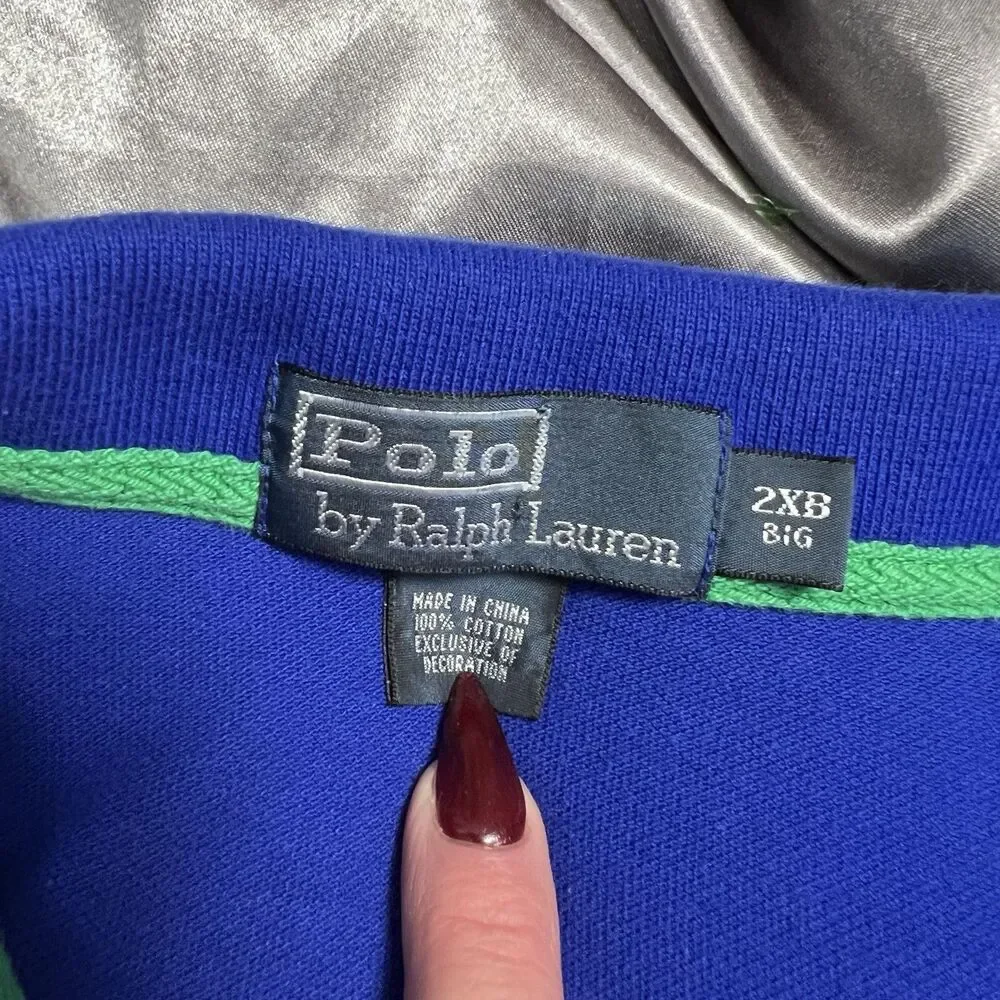VTG Polo Ralph Lauren Men’s 2XB Blue Spellout Big Pony #3 Short‎ Sleeve 90s USA